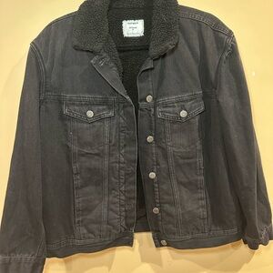 Old Navy Black Jean Jacket with Sherpa Lining